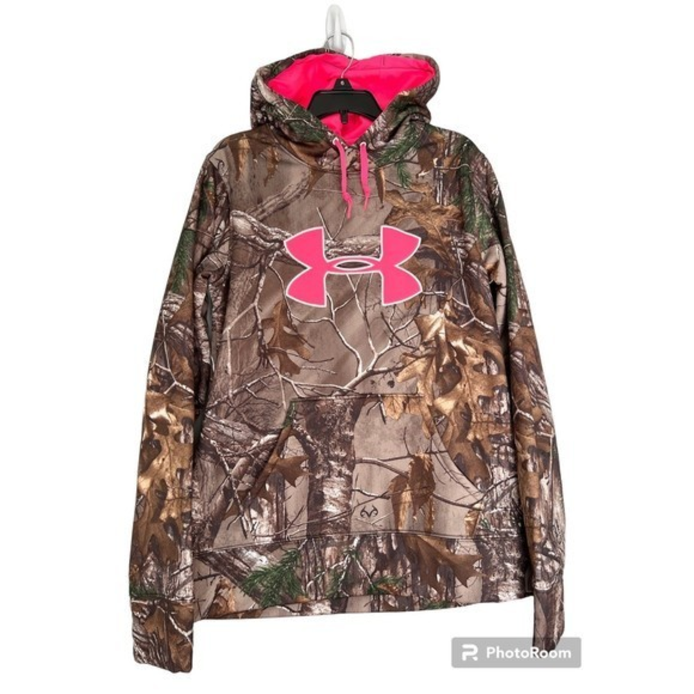 Under Armour women’s S Real‎ Tree camo hoodie pink detail